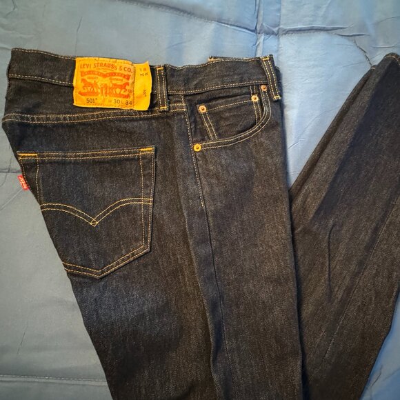 Levi's 501 Denim Straight Leg Blue Jeans - W-30, L-34 - Picture 6 of 6